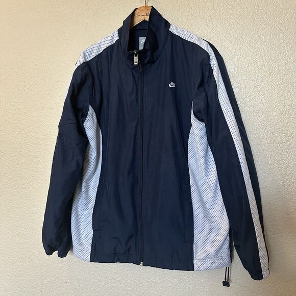 vintage nike windbreaker jacket Men’s Large Blue And White Mesh Full Zip Lined - Picture 1 of 6
